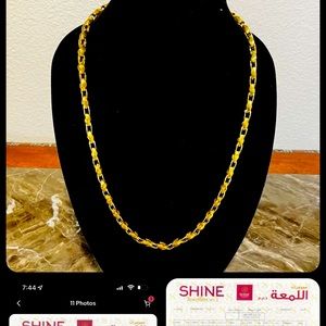 24" Fluted Chain Silver Qatar 🇶🇦 Dip 22k Gold Chain Necklace 6.3 In 96.38 Gram